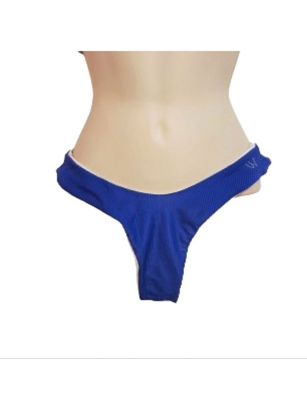 Briavia Blue White Ribbed Bikini Bottom Medium